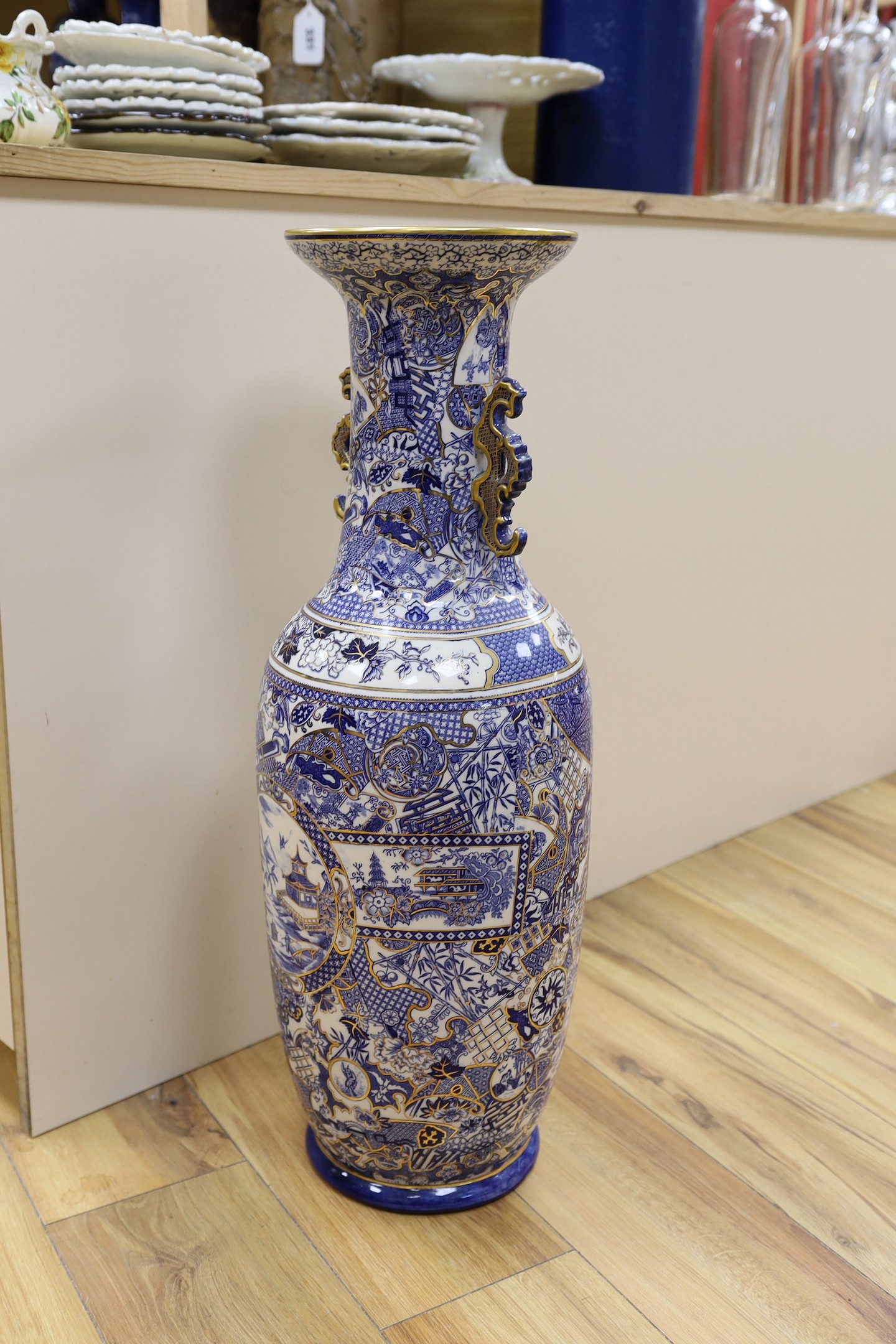 A Large Rorstrand chinoiserie baluster vase, 70cm tall
